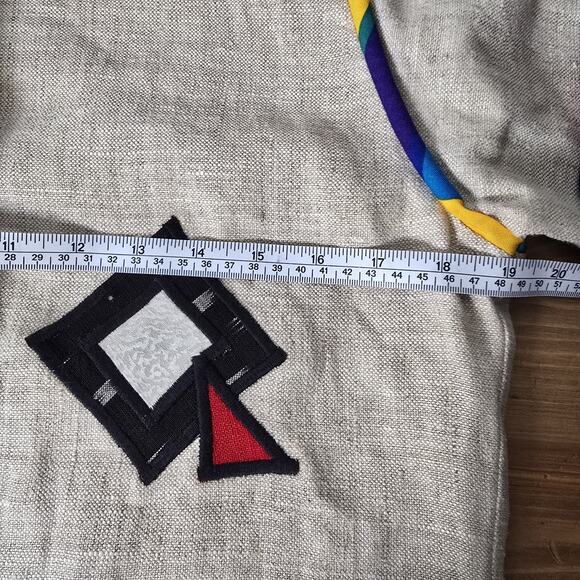 Lynn Murray Vintage Linen Geometric Blaser Jacket with Shoulder Pads - Picture 6 of 8